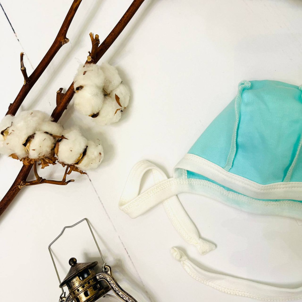 Чепчик из натурального хлопка для новорожденного Bebika (20/4-3)